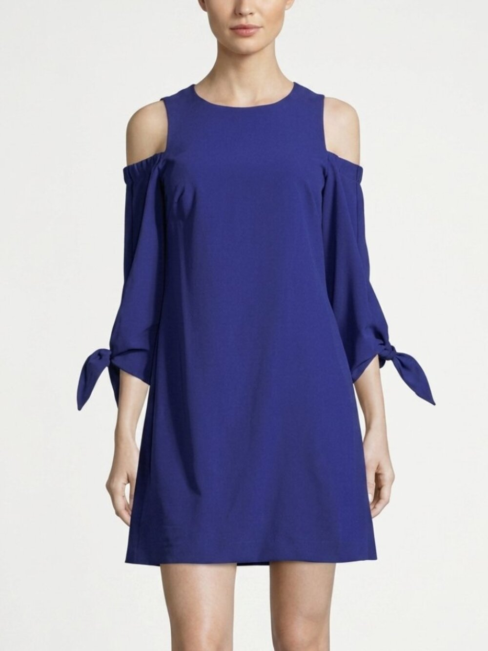 Cold Shoulder Self-Tie Slit Eliza J Royal Blue Shift Dress Size 6